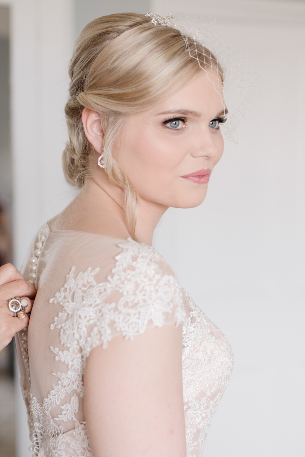 Bride Bridal Birdcage Veil Penally Abbey Wedding Eleanor Jane Photography