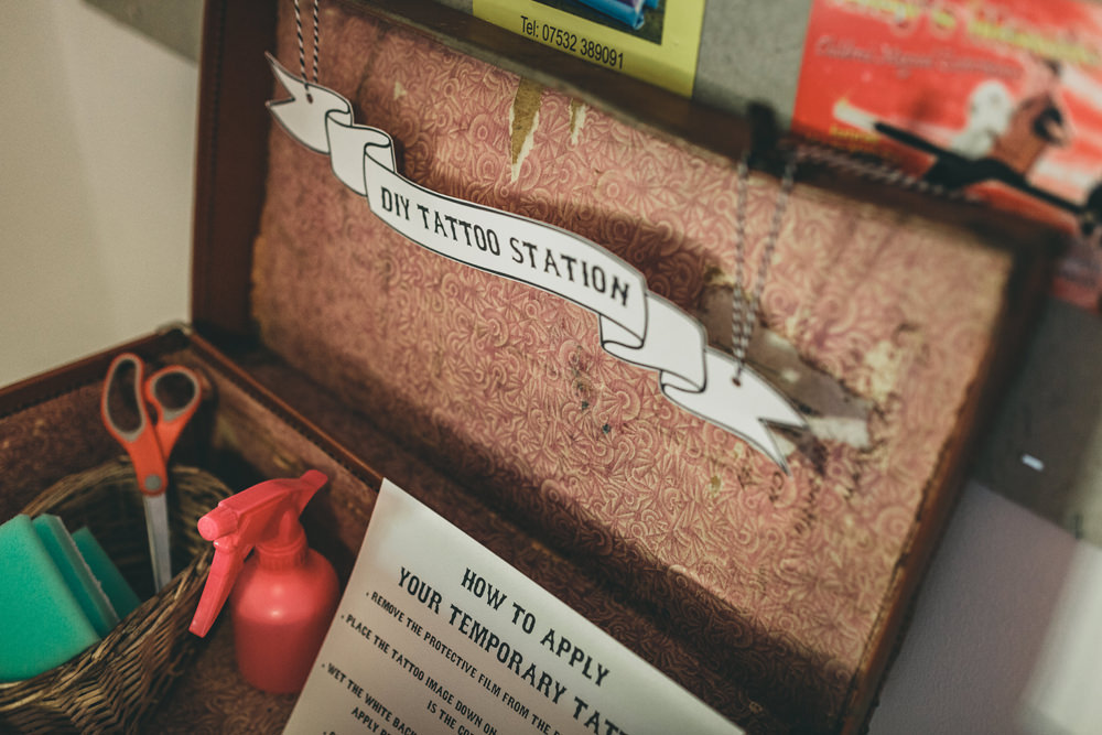 DIY Temporary Tattoo Station Rock Village Hall Wedding Lucie Hamilton Photography