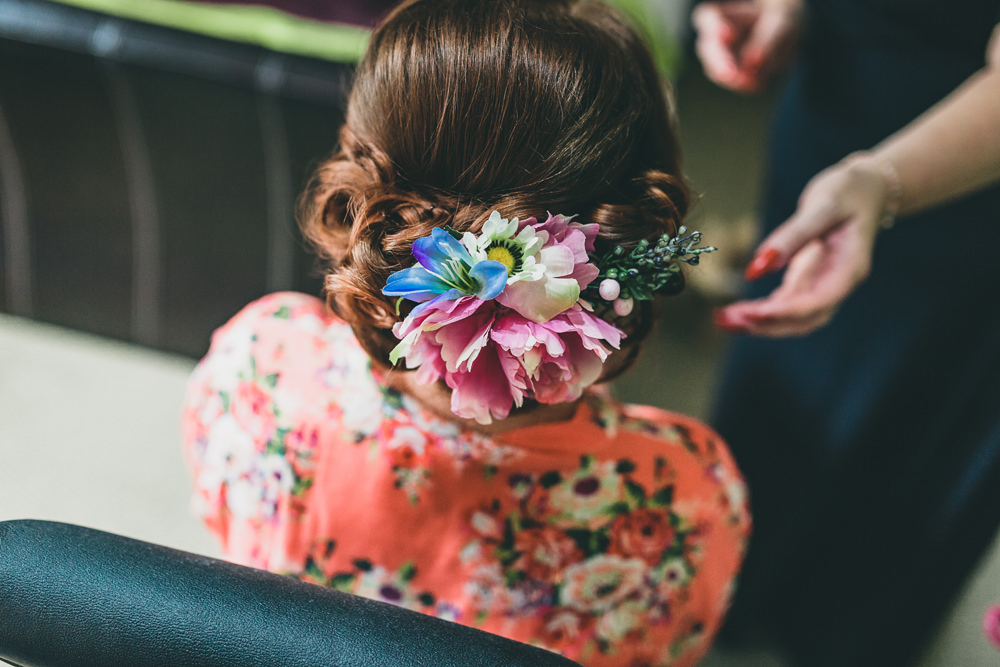 Hair Style Up Do Flowers Bride Bridal Bridesmaid Rock Village Hall Wedding Lucie Hamilton Photography