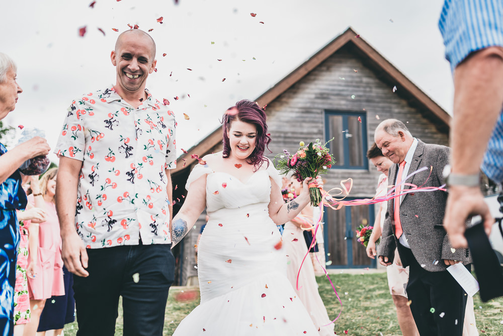 Confetti Throw Rock Village Hall Wedding Lucie Hamilton Photography
