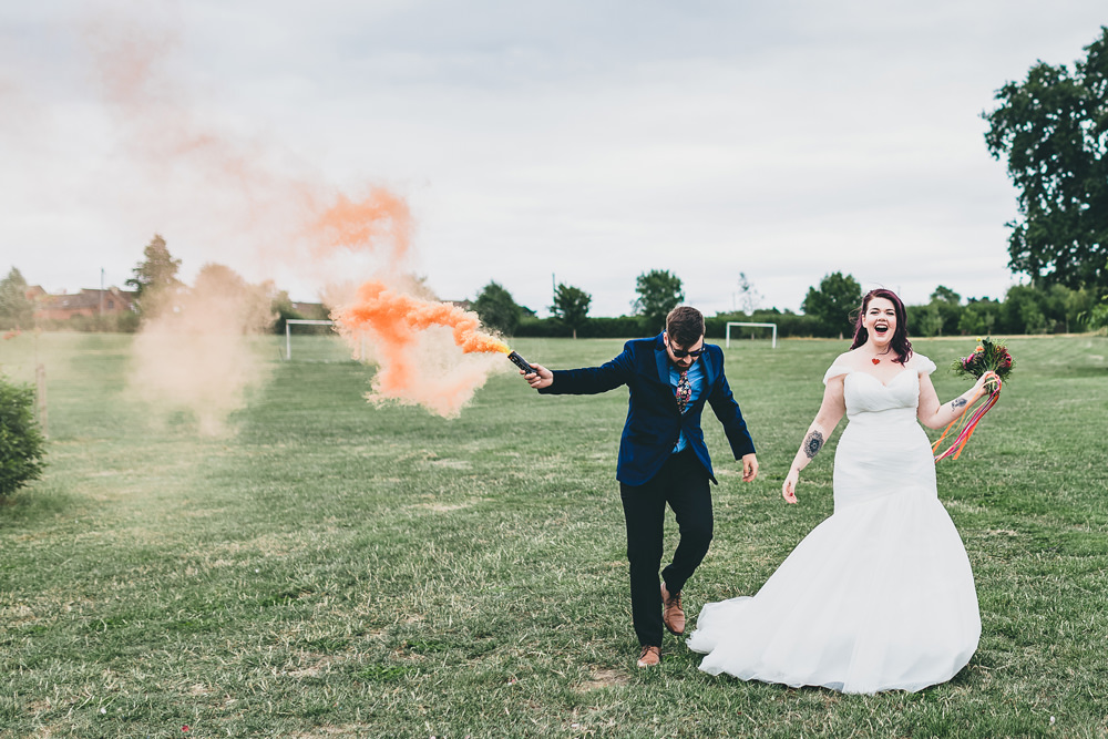 Smoke Bomb Portrait Photo Photographs Rock Village Hall Wedding Lucie Hamilton Photography