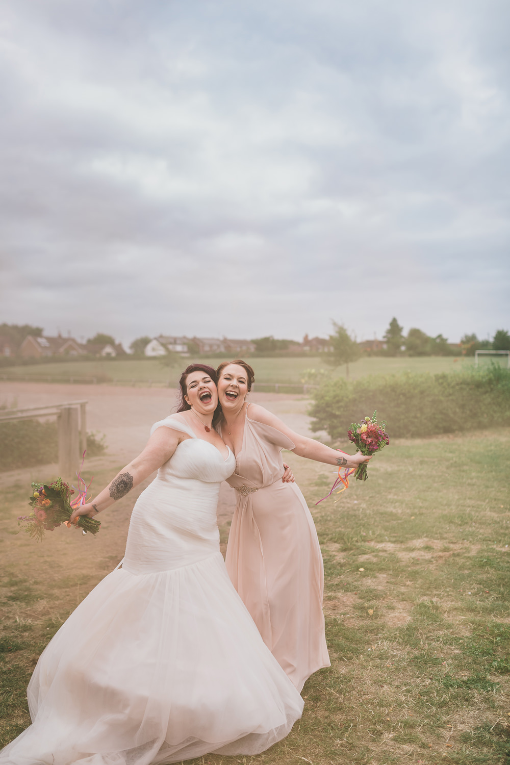 Pale Pink Bridesmaid Dress Long Maxi Rock Village Hall Wedding Lucie Hamilton Photography