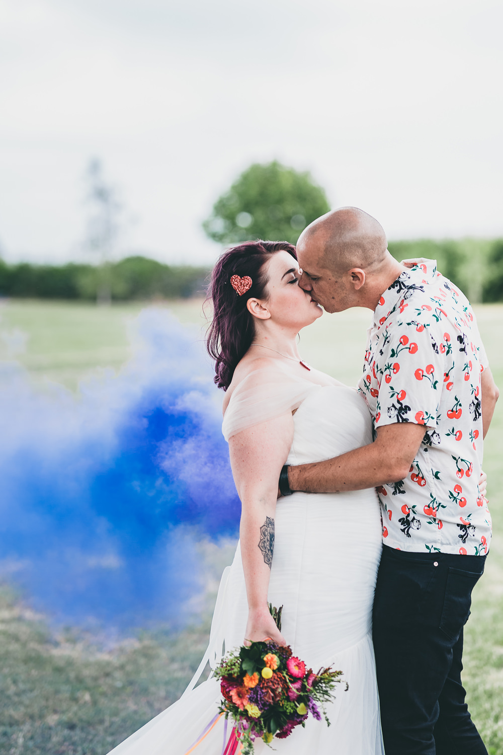 Smoke Bomb Portrait Photo Photographs Rock Village Hall Wedding Lucie Hamilton Photography