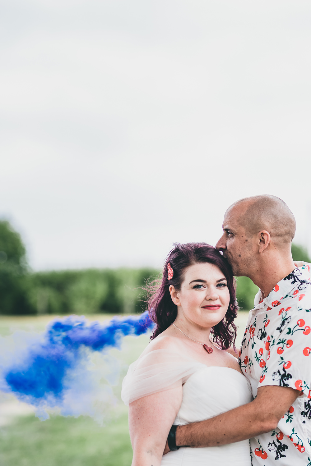 Smoke Bomb Portrait Photo Photographs Rock Village Hall Wedding Lucie Hamilton Photography