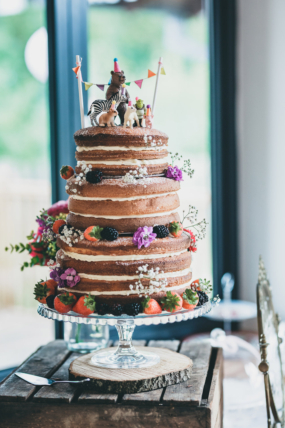 Naked Cake Layer Sponge Flowers Berries Rock Village Hall Wedding Lucie Hamilton Photography