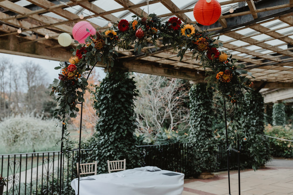 Flower Arch Paper Lantern Sun Pavilion Wedding Stevie Jay Photography