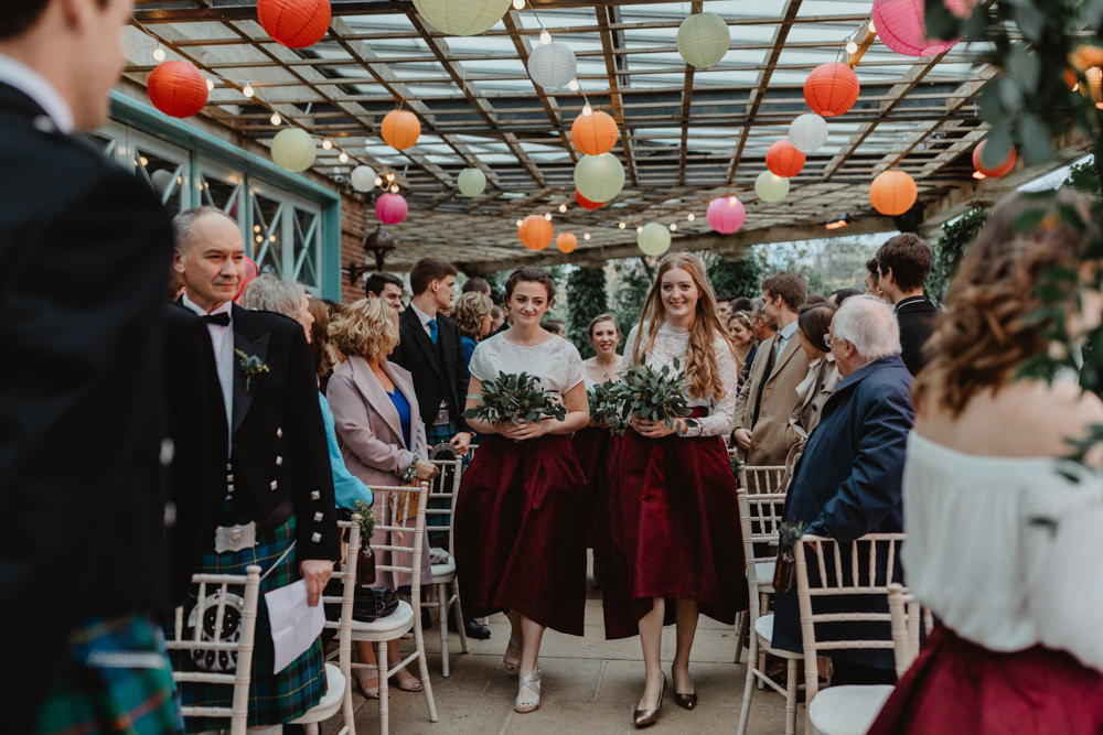 High Low Burgundy Bridesmaids Skirt Sun Pavilion Wedding Stevie Jay Photography