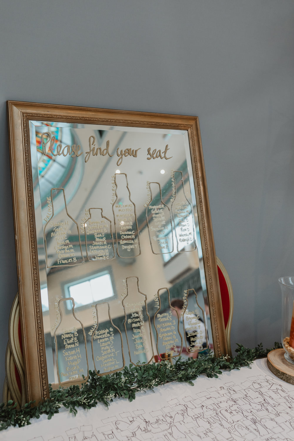 Mirror Table Plan Seating Chart Sun Pavilion Wedding Stevie Jay Photography