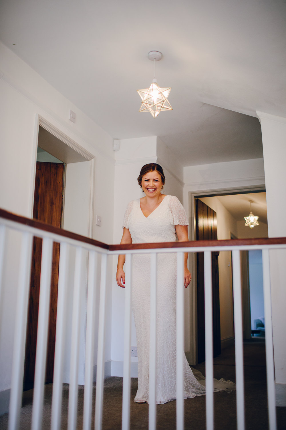 Bride Bridal V Neck Sleeves Beaded Detail Dress Gown Tatton Wedding Stock Farm Barn Amy B Photography