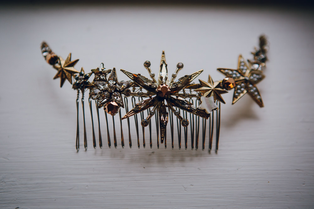 Beaded Hair Piece Star Celestial Comb Tatton Wedding Stock Farm Barn Amy B Photography