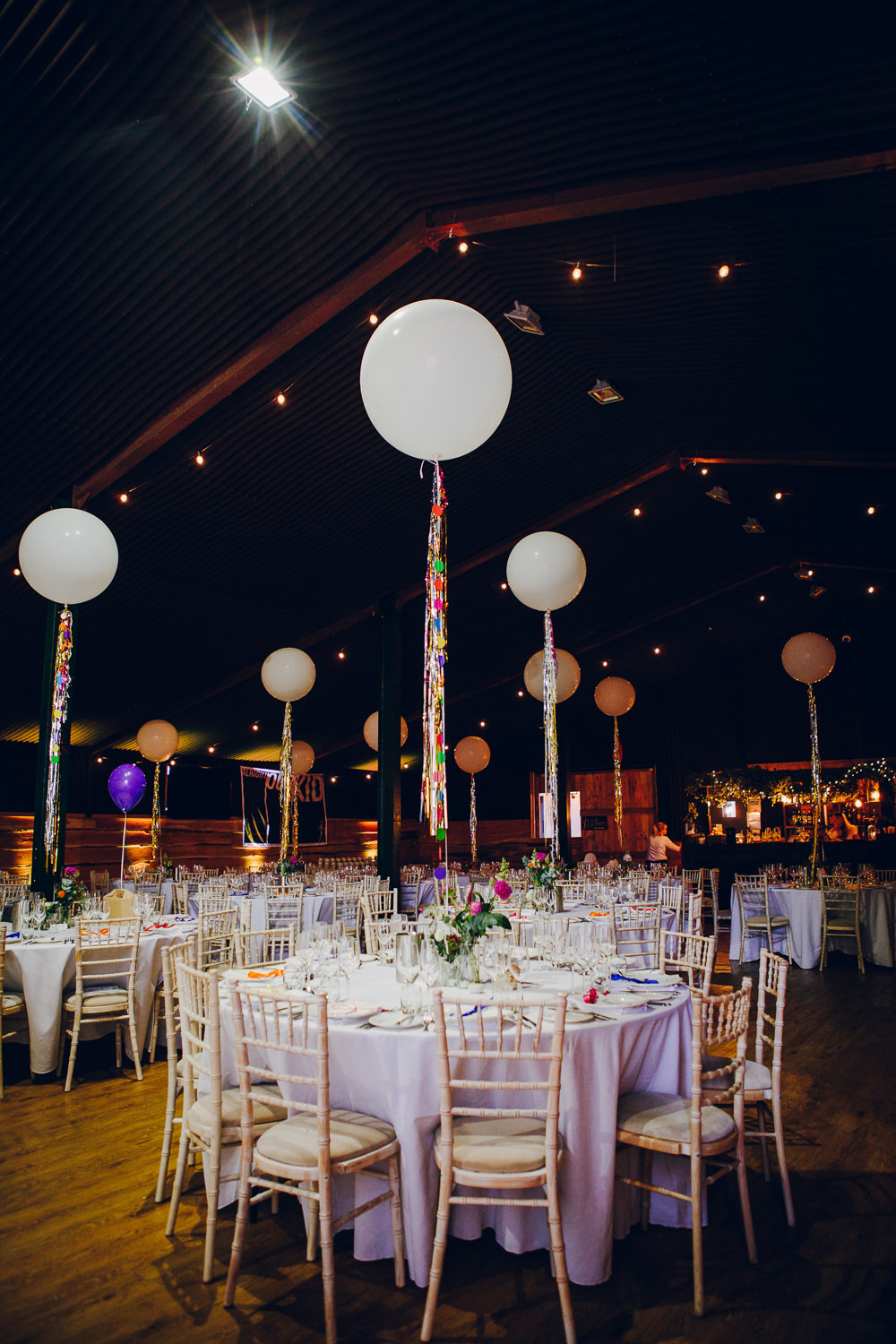 Giant Oversized Helium Balloons Foil Tassel Tatton Wedding Stock Farm Barn Amy B Photography