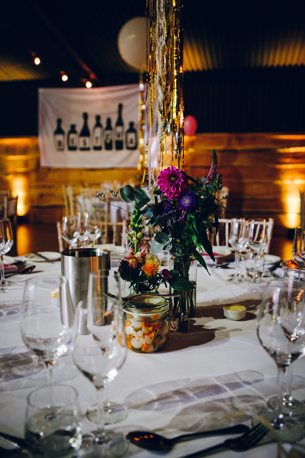 Multicoloured Flowers Tropical Foil Tassel Tatton Wedding Stock Farm Barn Amy B Photography