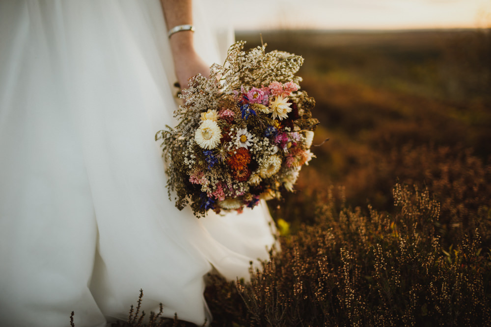 Dried Flowers Bouquet Bride Bridal Train Station Harry Potter Wedding Photography34
