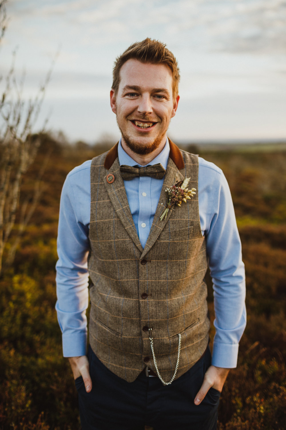 Groom Groomsmen Waistcoat Bow Tie Chinos Train Station Harry Potter Wedding Photography34