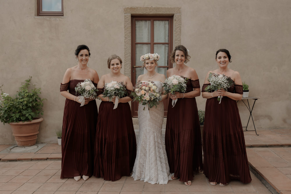 Long Burgundy Maxi Bridesmaids Bridesmaid Dress Dresses Tuscany Destination Wedding ZONZO