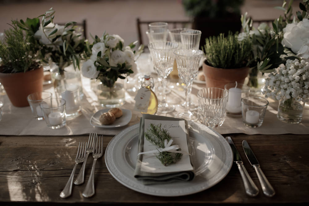 Outdoor Outside Table Tablescape Decor Flowers Pot Plants Long Tables Tuscany Destination Wedding ZONZO