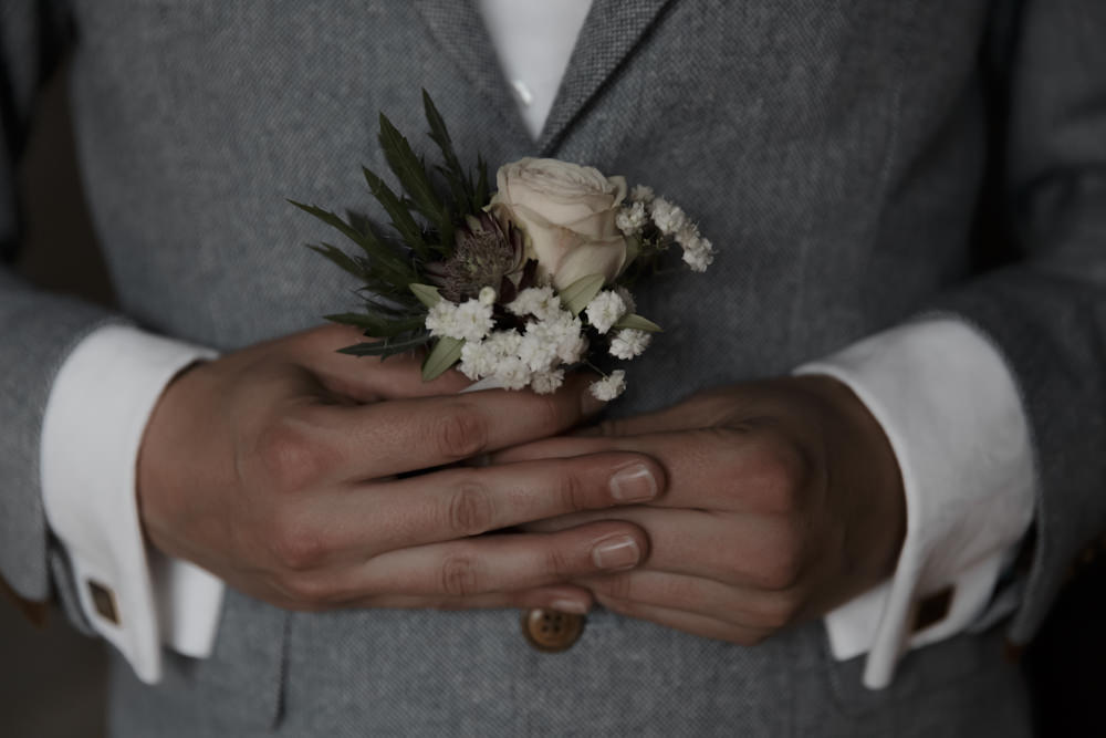 Buttonhole Flowers Thistle Tuscany Destination Wedding ZONZO