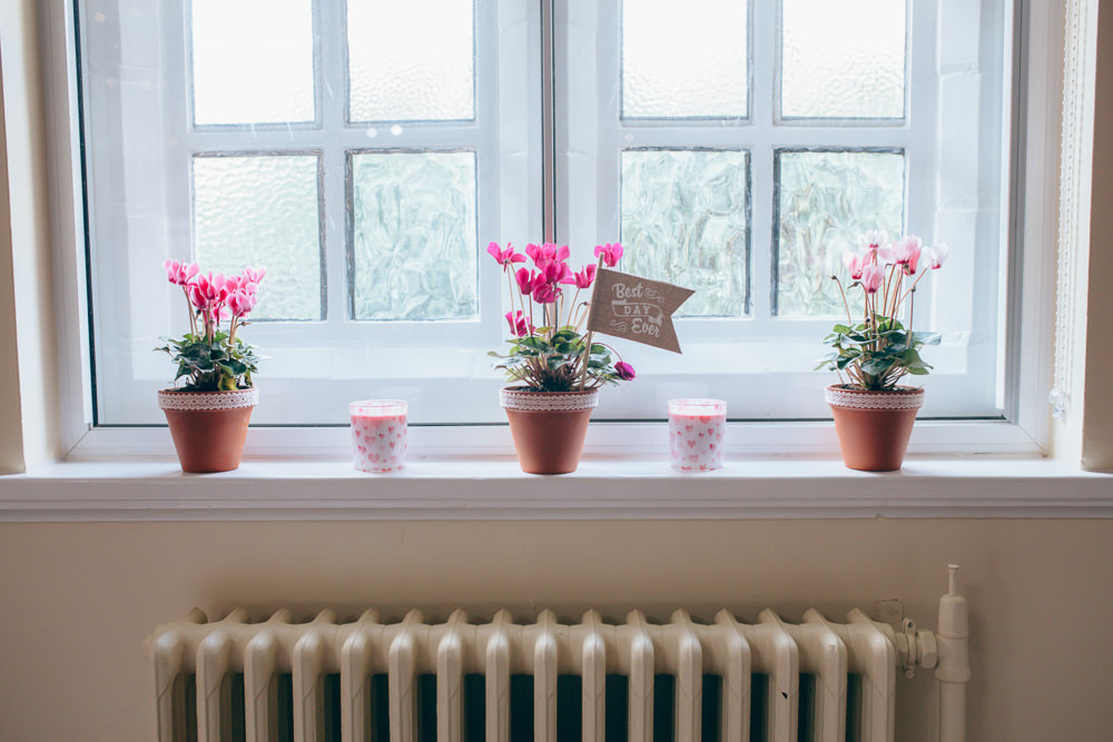Pot Plants Windowsill Village Hall Wedding Samantha Kay Photography