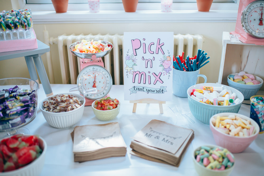 Sweets Sweeties Table Statoion Stand Pick N Mix Village Hall Wedding Samantha Kay Photography