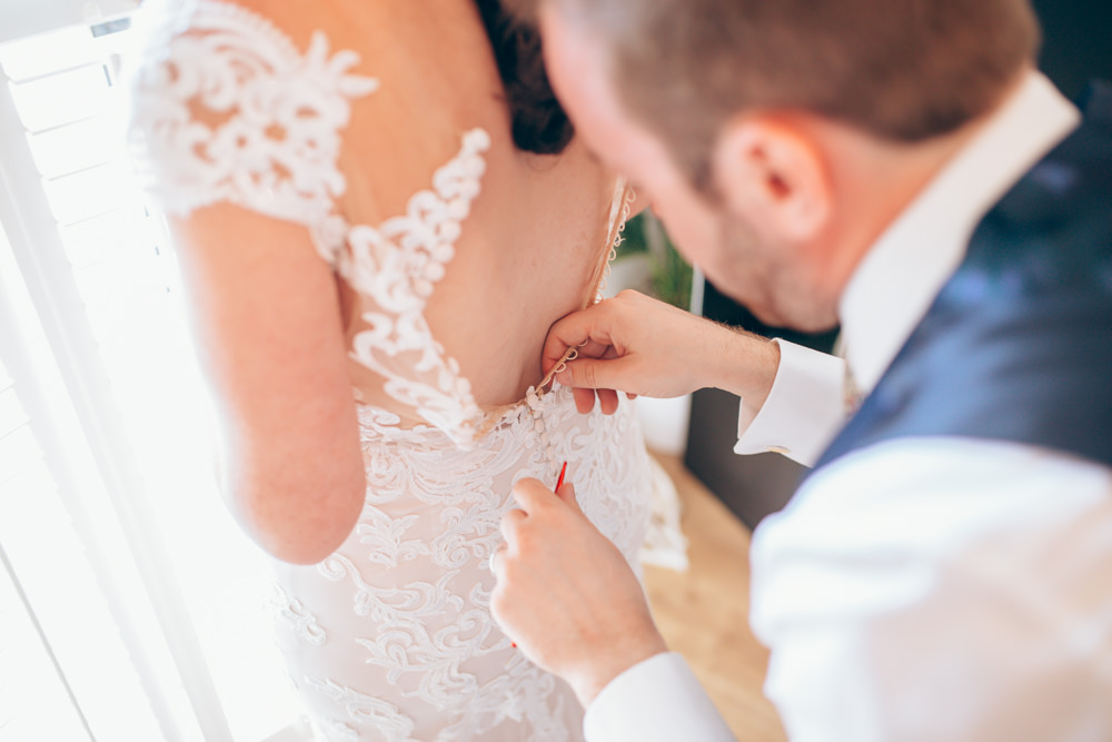 Dress Gown Bride Bridal Lace Train Village Hall Wedding Samantha Kay Photography