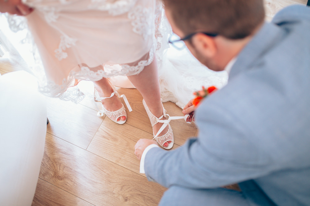 Shoes Bride Bridal Ribbon Village Hall Wedding Samantha Kay Photography