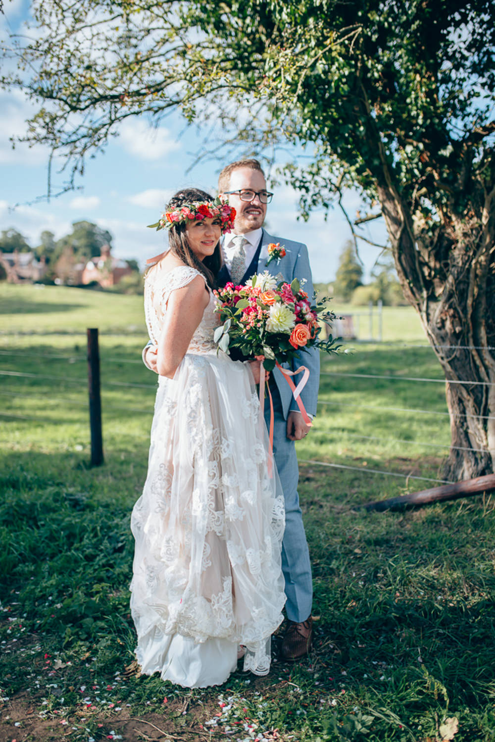 Dress Gown Bride Bridal Lace Train Village Hall Wedding Samantha Kay Photography