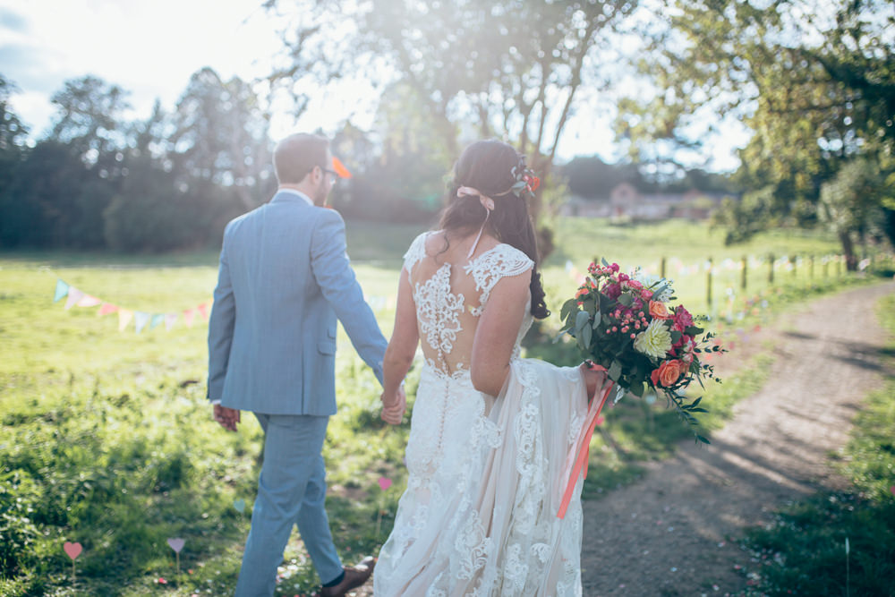 Dress Gown Bride Bridal Lace Train Village Hall Wedding Samantha Kay Photography