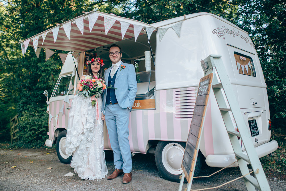 Pink Ice Cream Van Truck Village Hall Wedding Samantha Kay Photography
