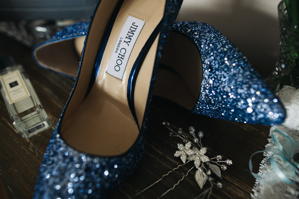 Bride Bridal Blue Sparkly Jimmy Choo Shoes Whinstone View Wedding Sally T Photography