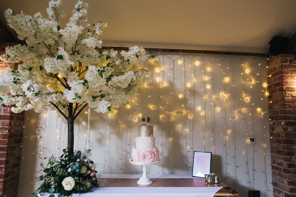 Blossom Tree Cake Table Sequin Ruffle Runner Whinstone View Wedding Sally T Photography