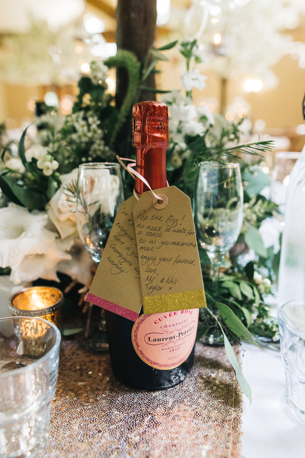 Champagne Favour Sequin Runner Whinstone View Wedding Sally T Photography