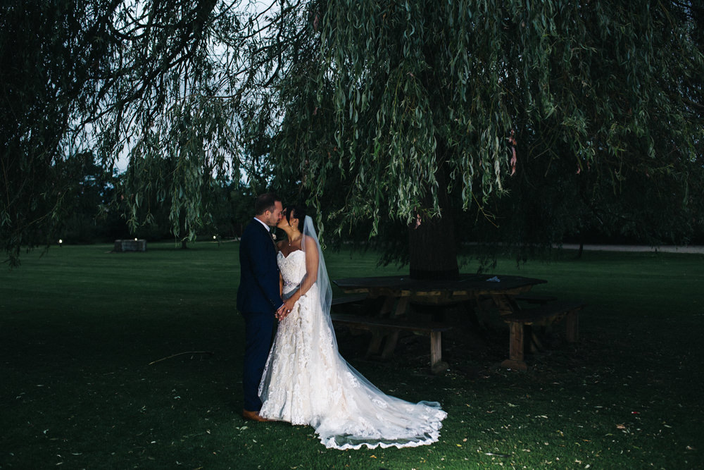 Bride Bridal Sweetheart Neckline Dress Gown Fit Flare Navy Suit Groom Tweed Waistcoat Veil Whinstone View Wedding Sally T Photography