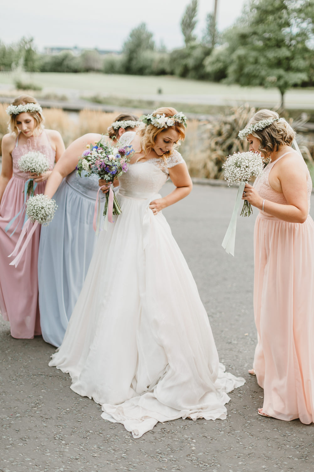 Dress Gown Bride Bridal Naomi Neoh A Line Lace Top Cap Sleeves Wylam Brewery Wedding Amy Lou Photography