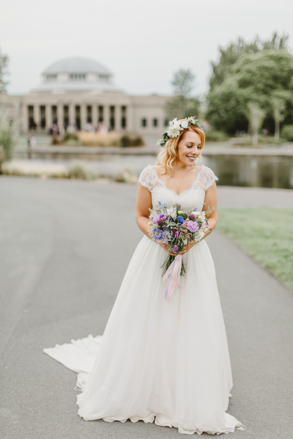 Dress Gown Bride Bridal Naomi Neoh A Line Lace Top Cap Sleeves Wylam Brewery Wedding Amy Lou Photography