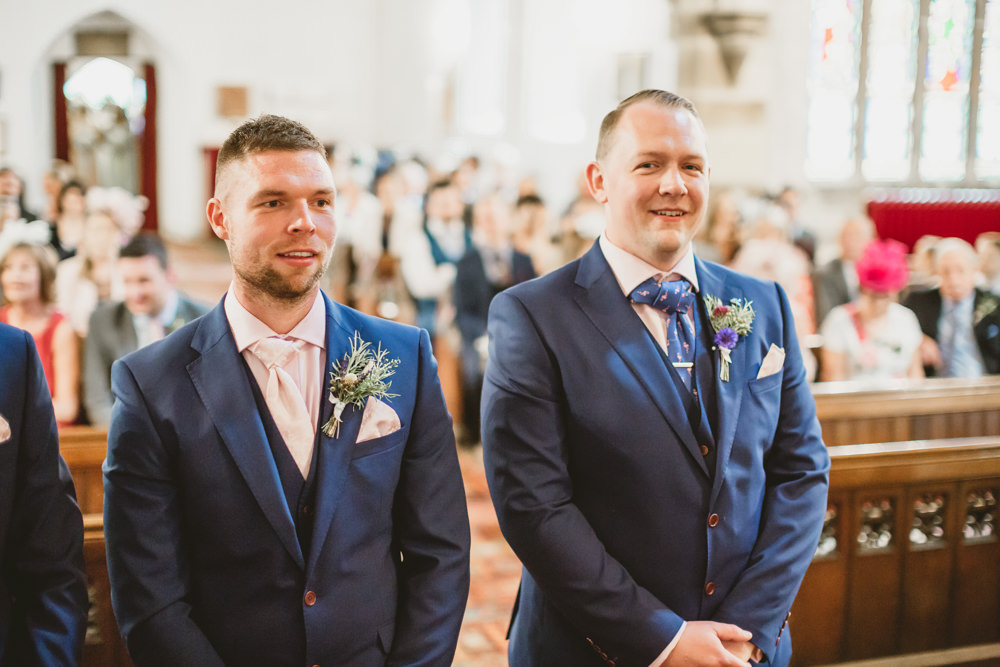 Groom Suit Blue Waistcoat Wylam Brewery Wedding Amy Lou Photography