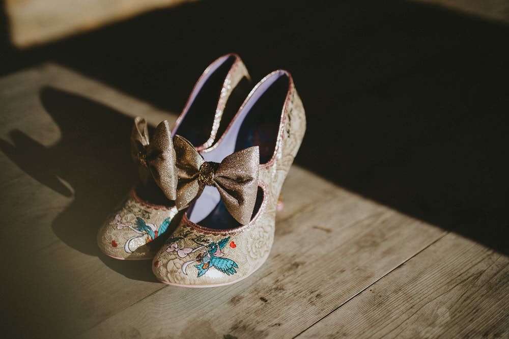 Irregular Choice Cinderella Bow Shoes Bride Bridal Ash Farm Barns Wedding Flawless Photography