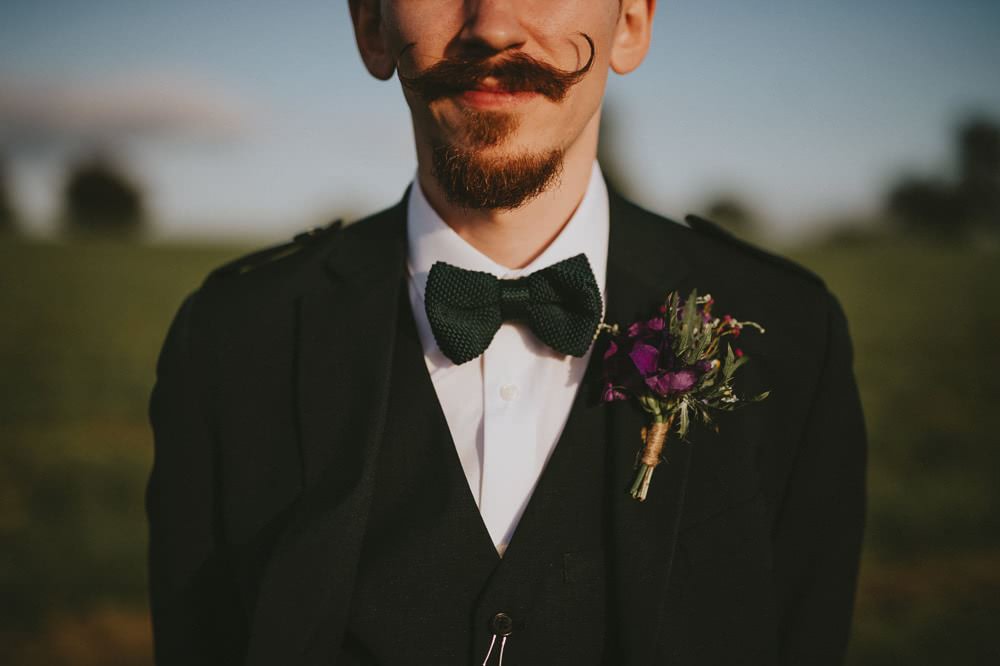 Knitted Green Bow Tie Groom Ash Farm Barns Wedding Flawless Photography