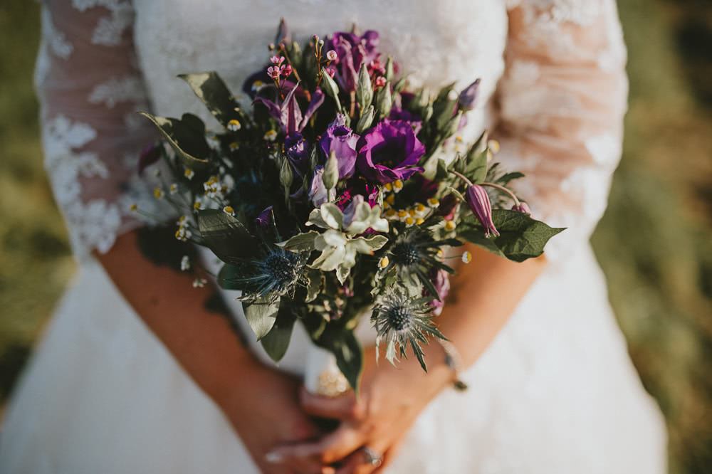 Purple Wildflower Bouquet Ash Farm Barns Wedding Flawless Photography