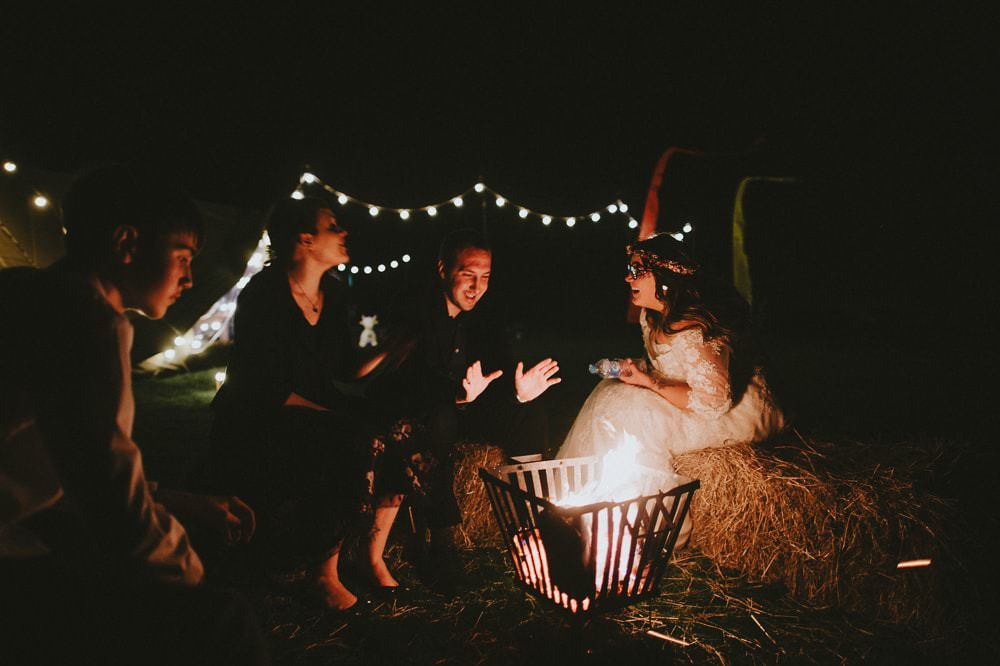 Fire Pit Hay Bale Festoon Lighting Ash Farm Barns Wedding Flawless Photography
