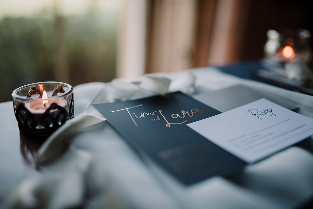 Grey Silver Invites Invitations Stationery Modern Calligraphy Blue Wedding Ideas Emma McNair Photography