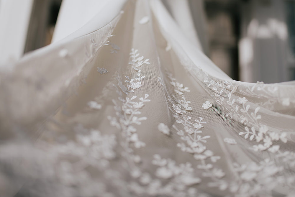 Lace Dress Gown Bride Bridal Train Blue Wedding Ideas Emma McNair Photography