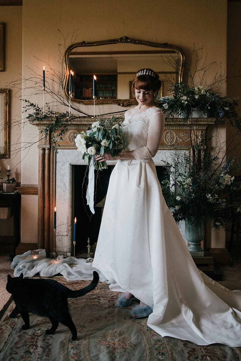 Bride Bridal Dress Gown Dip Hem Sleeves Lace Blue Wedding Ideas Emma McNair Photography