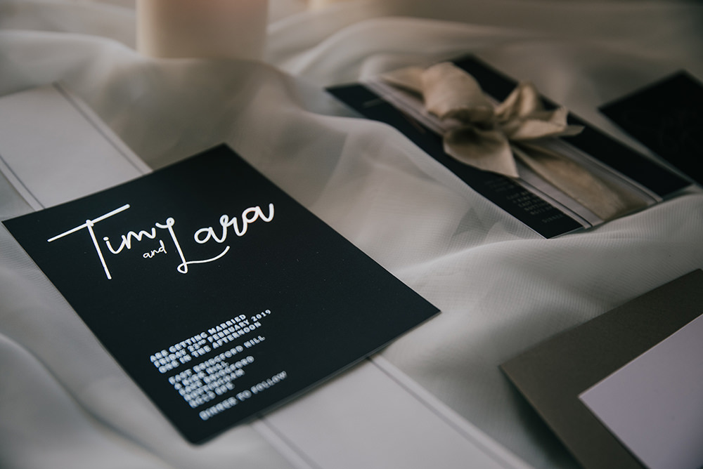 Grey Silver Invites Invitations Stationery Modern Calligraphy Blue Wedding Ideas Emma McNair Photography