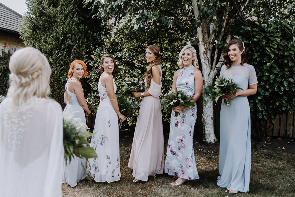 Bridesmaid Bridesmaids Dress Dresses Long Floral Mismatched Botanical Industrial Wedding Caitlin and Jones Photography