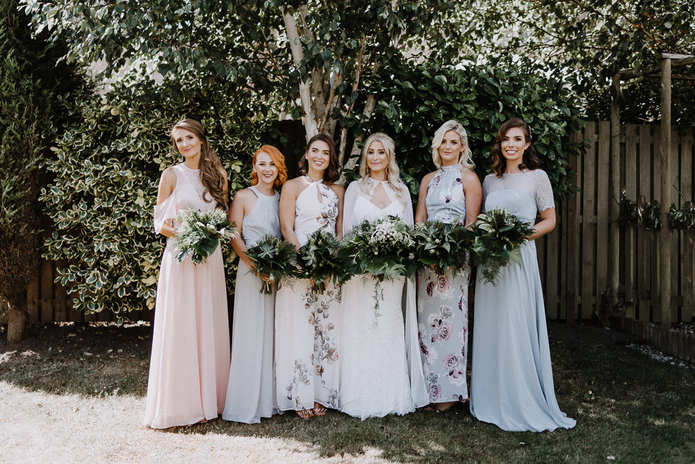 Bridesmaid Bridesmaids Dress Dresses Long Floral Mismatched Botanical Industrial Wedding Caitlin and Jones Photography