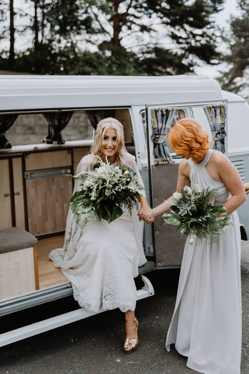 VW Campervan Transport Botanical Industrial Wedding Caitlin and Jones Photography