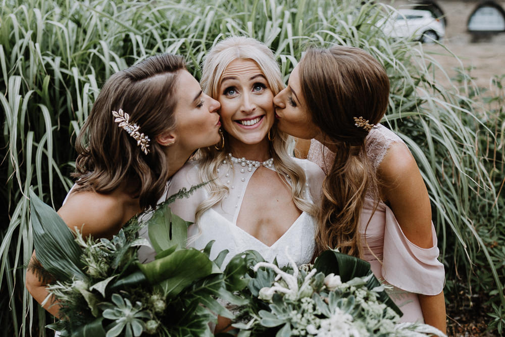 Bridesmaid Bridesmaids Dress Dresses Long Floral Mismatched Botanical Industrial Wedding Caitlin and Jones Photography