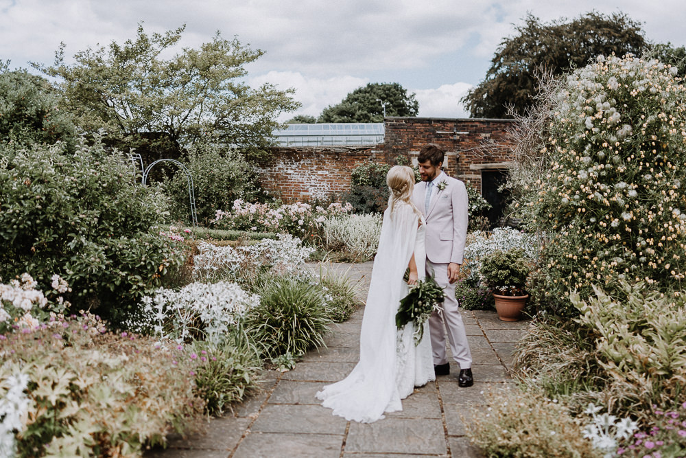 Dress Gown Bride Bridal Mikaella Bridal Cape Botanical Industrial Wedding Caitlin and Jones Photography