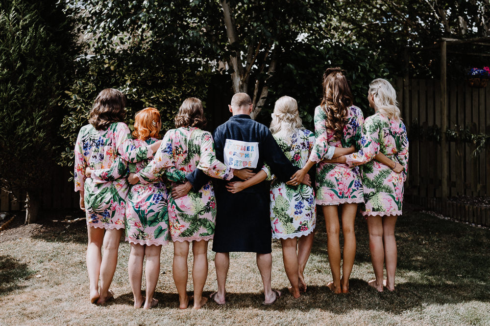 Bride Bridal Bridesmaid Dressing Gowns Robes Botanical Industrial Wedding Caitlin and Jones Photography