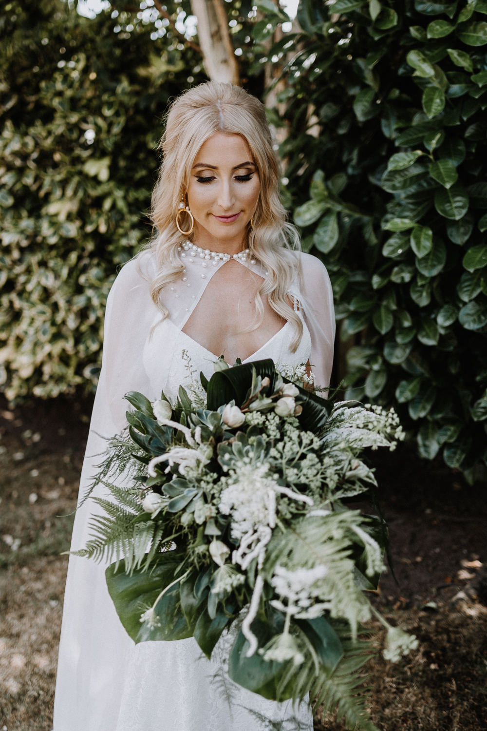 Bouquet Flowers Greenery Foliage Bride Bridal Cape Fern Astilbe Botanical Industrial Wedding Caitlin and Jones Photography